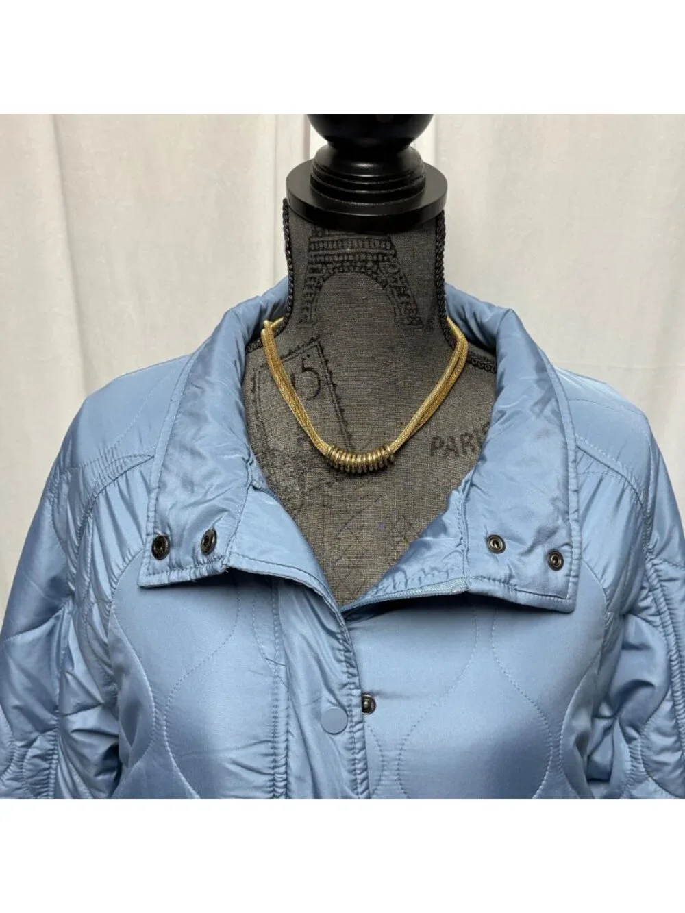 Sporto Womens Plus 1X Blue Quilted Coat Faux Fur Lined Winter Anorak Jacket